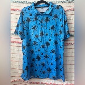 Blue Palm Tree Print Men's Shirt